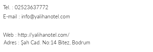 Bitez Yalhan Hotel telefon numaralar, faks, e-mail, posta adresi ve iletiim bilgileri